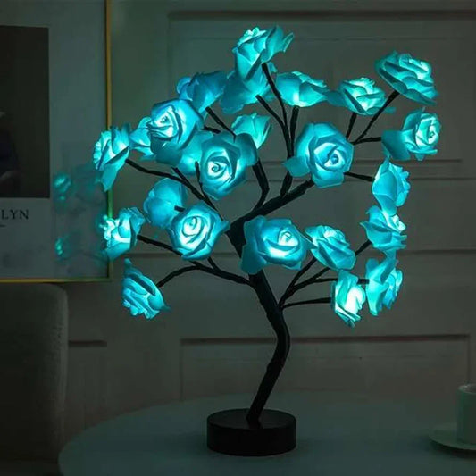 Artificial Rose Tree Table Lamp